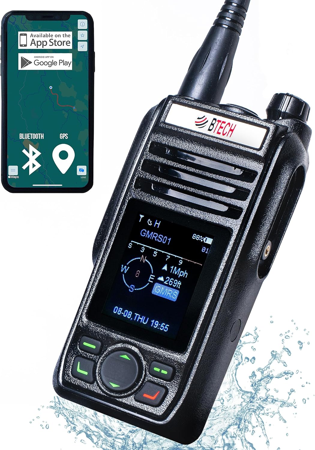 BTECH GMRS-PRO 5W Long-Range GMRS Radio with Bluetooth & GPS