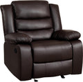 Cozy Oversized Recliner - Plush Armrests, Faux Leather, Brown