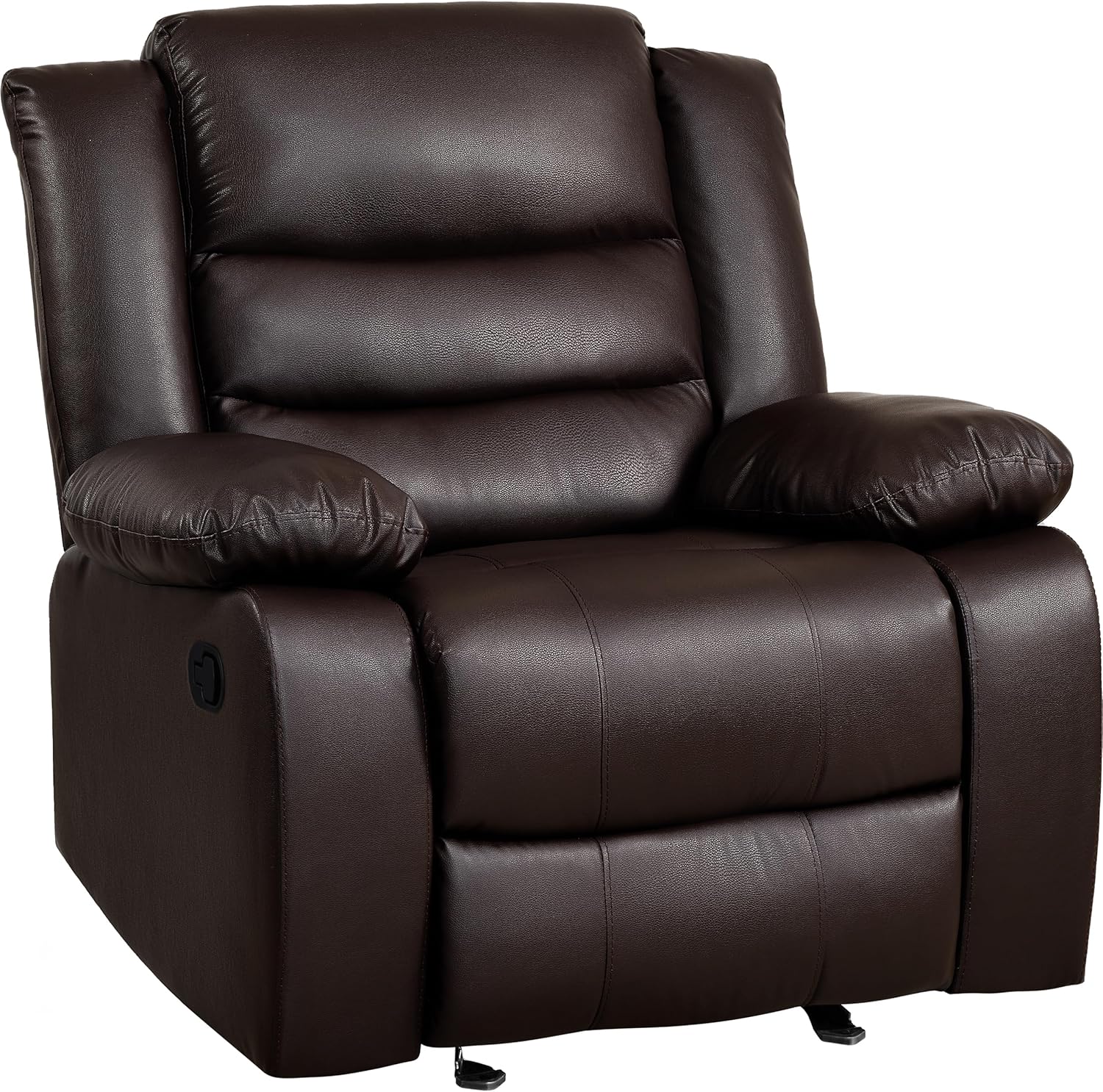 Cozy Oversized Recliner - Plush Armrests, Faux Leather, Brown