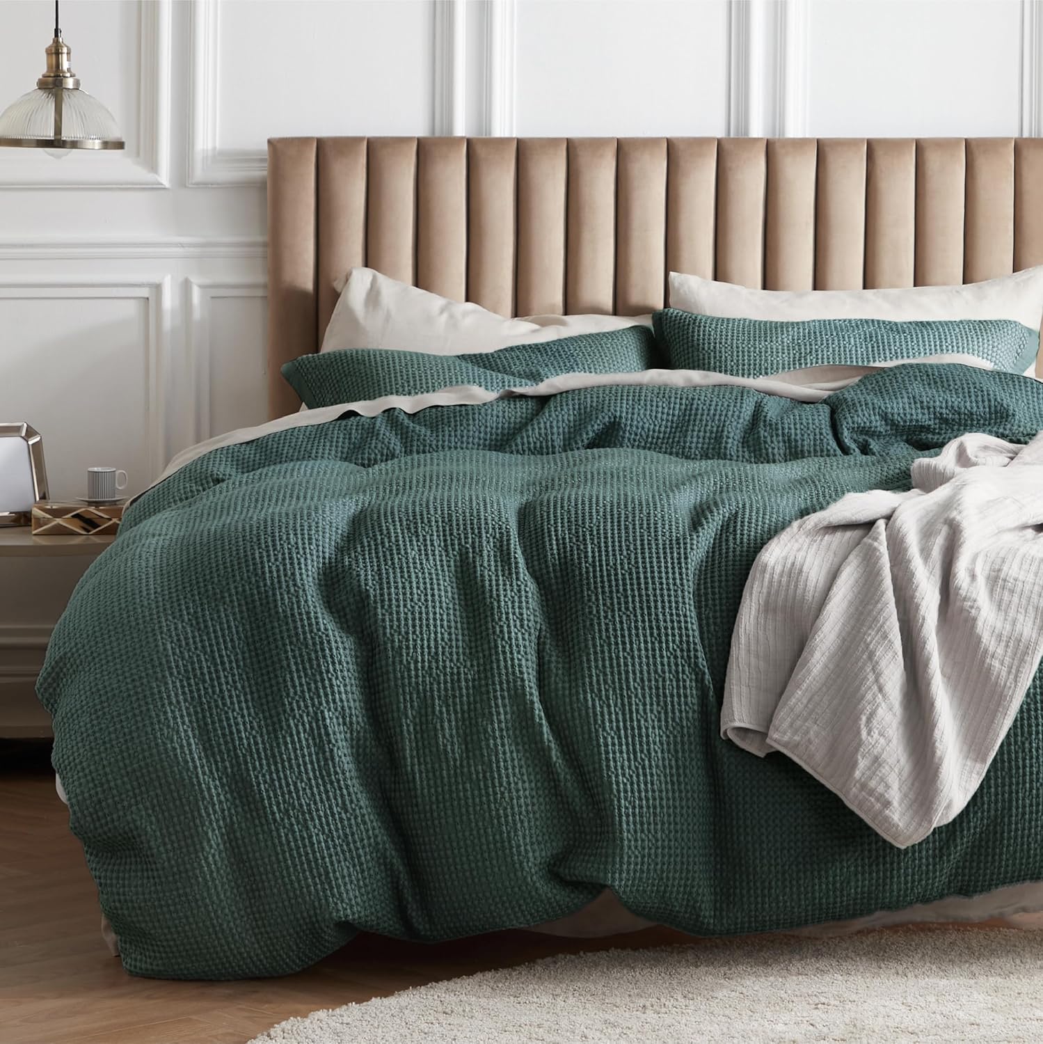 Bedsure Cotton Duvet Cover Queen - Soft Waffle Weave Comfort