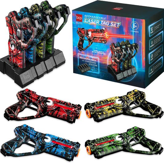 Laser Tag Blasters Set of 4 with Rechargeable Docking Station