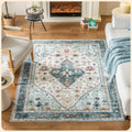 Istana 4x6 Rug - Stylish White Cream & Blue Area Rug for Home