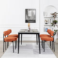 Boucle Dining Chairs Set of 4 - Thick Cushions with Metal Legs
