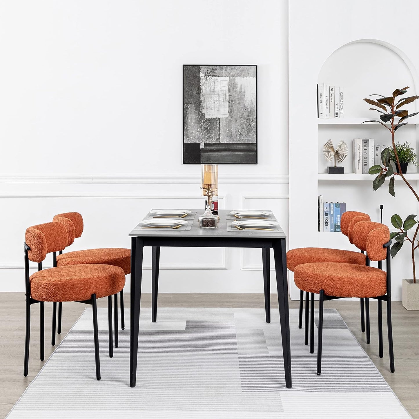 DYHOME Boucle Dining Chairs Set of 4 for Kitchen and Living Room