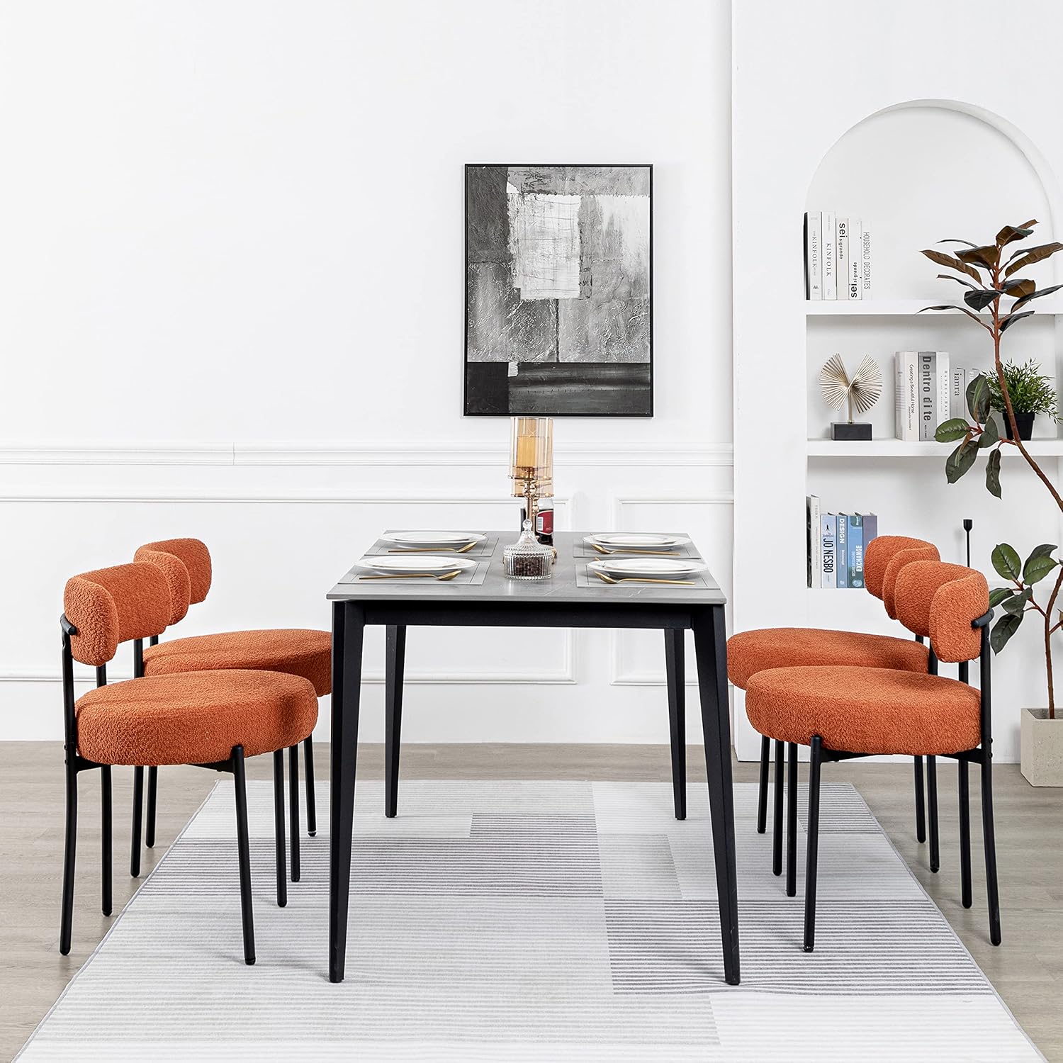 DYHOME Boucle Dining Chairs Set of 4 for Kitchen and Living Room