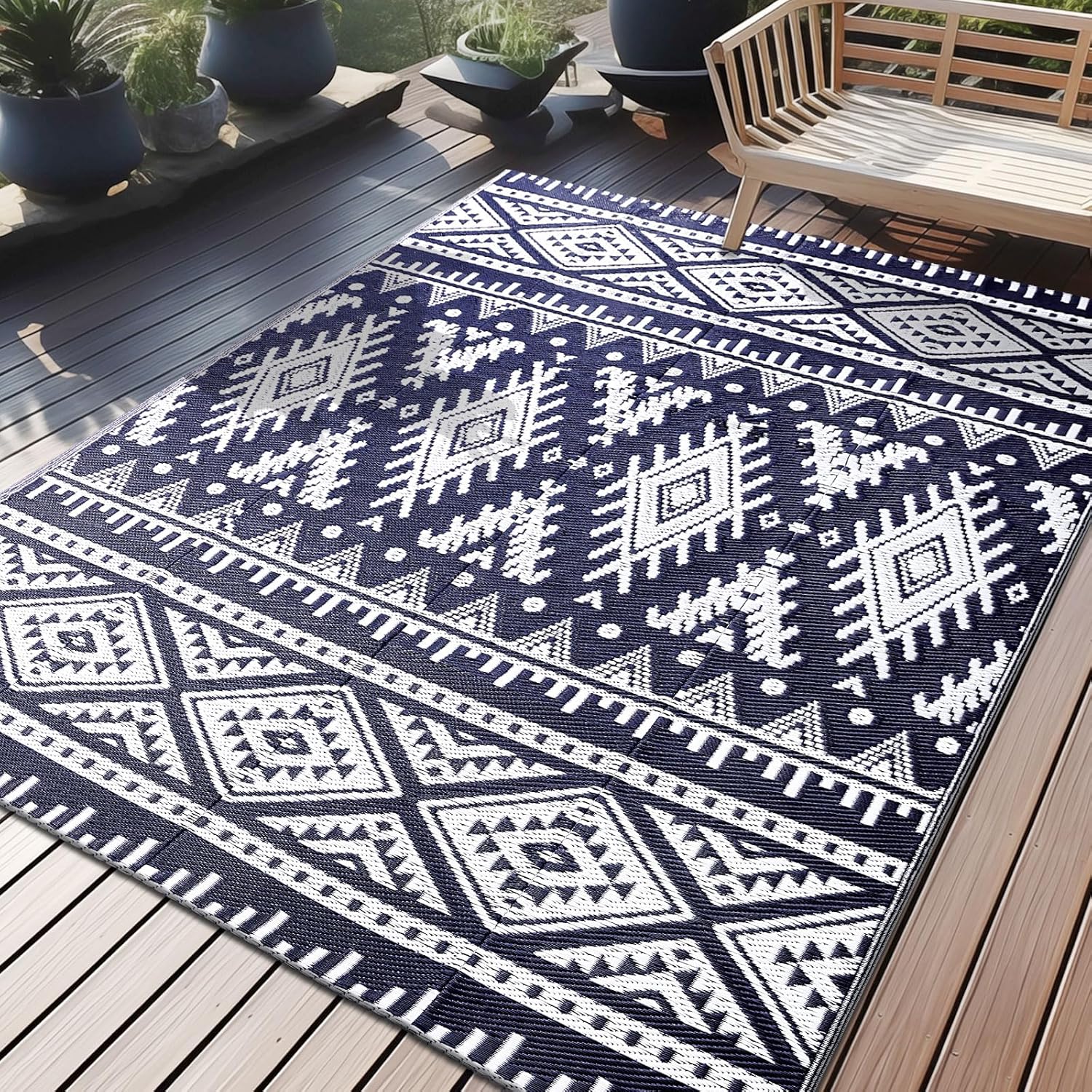 OLANLY Outdoor Rug Waterproof 5x8 ft for Patio and Camp