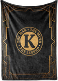 Initial Mens Blanket Gift - Soft 300gsm Flannel Throw 60ft x 80ft K