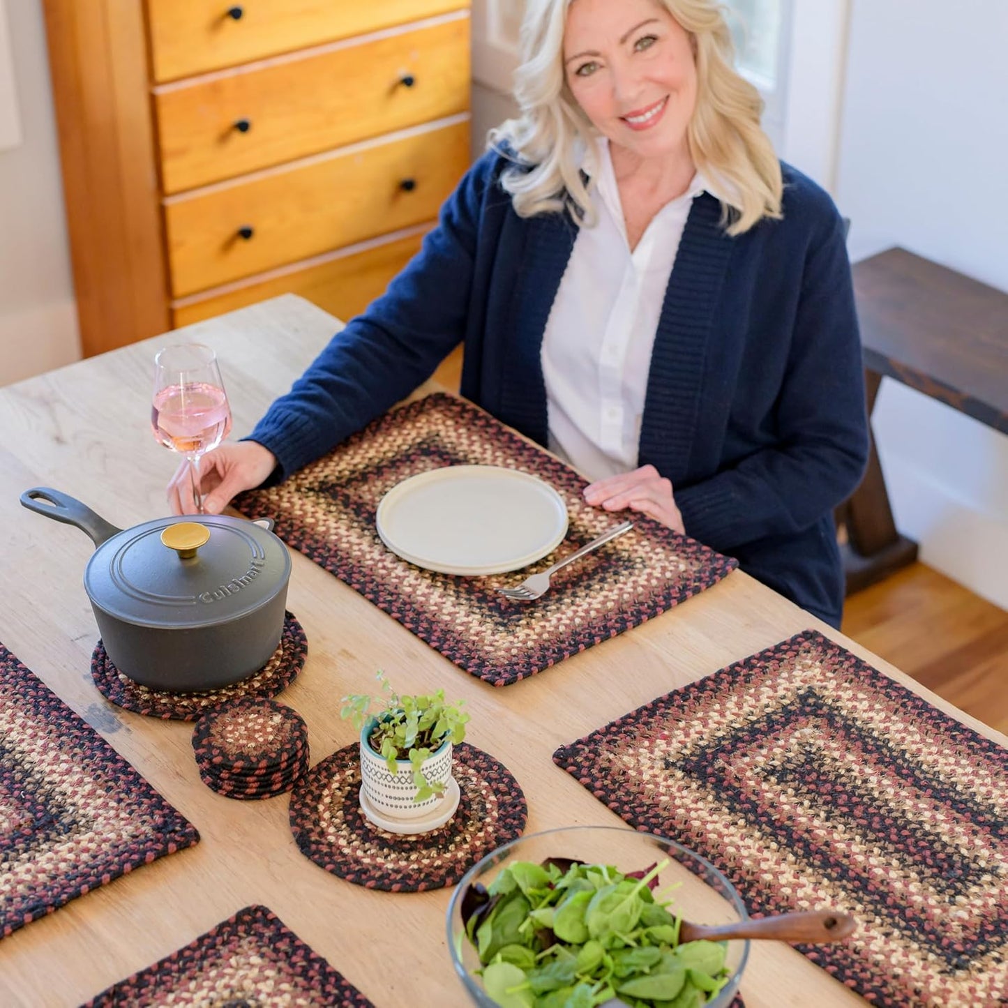 Prescott Jute Woven Round Placemats Set of 6 for Dining