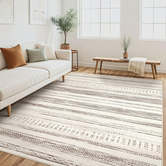 Tortania 6x9 Washable Area Rug - Soft Boho Moroccan Design