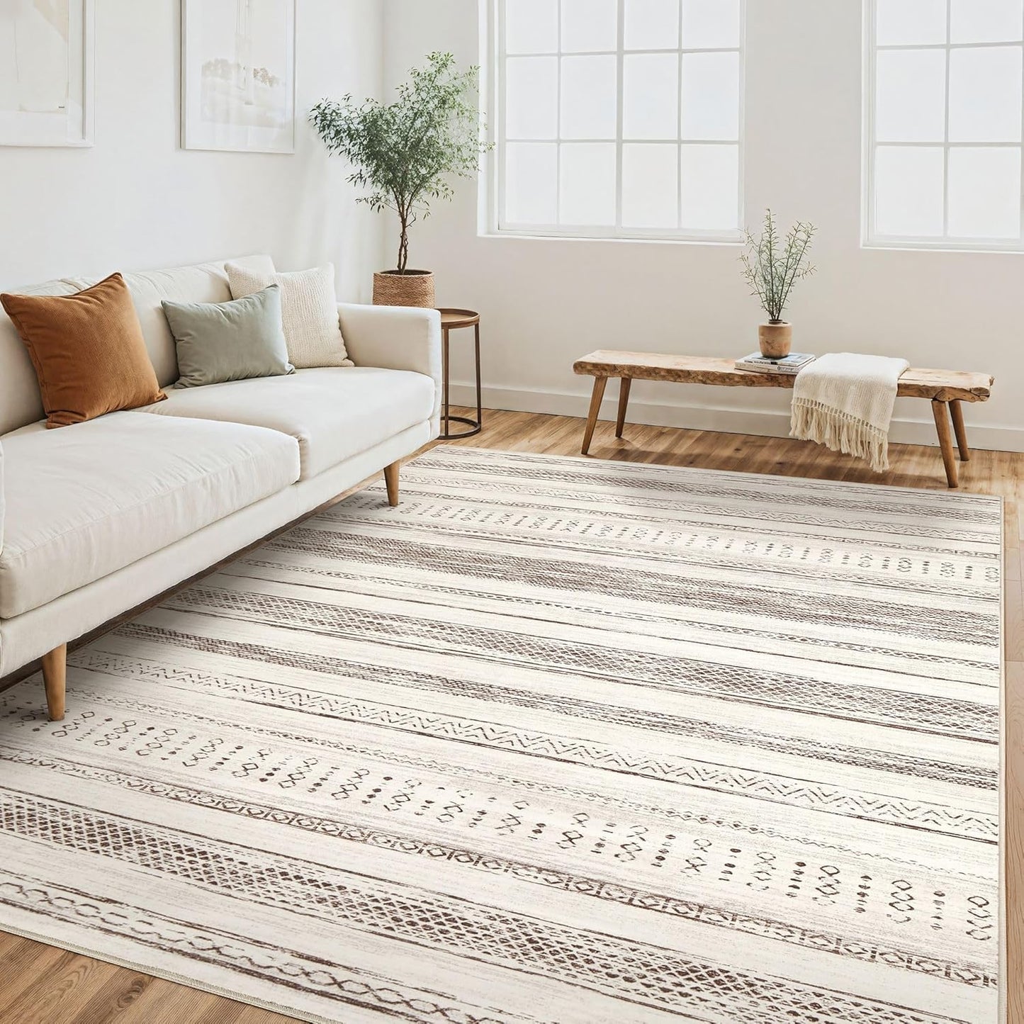 Tortania Area Rug - Soft Washable Boho Moroccan Living Room Carpet