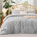 Bedsure Full Comforter Set Light Grey - Boho Tufted Shabby Chic