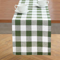 Pure Linen Buffalo Check Table Runner 14 x 60 in - Olive and White