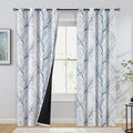 100% Blackout Curtains Blue White Tree Pattern 84 in Panels - Room
