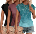Ruched Womens Cap Sleeve T Shirt - Flattering Stretch Tunic