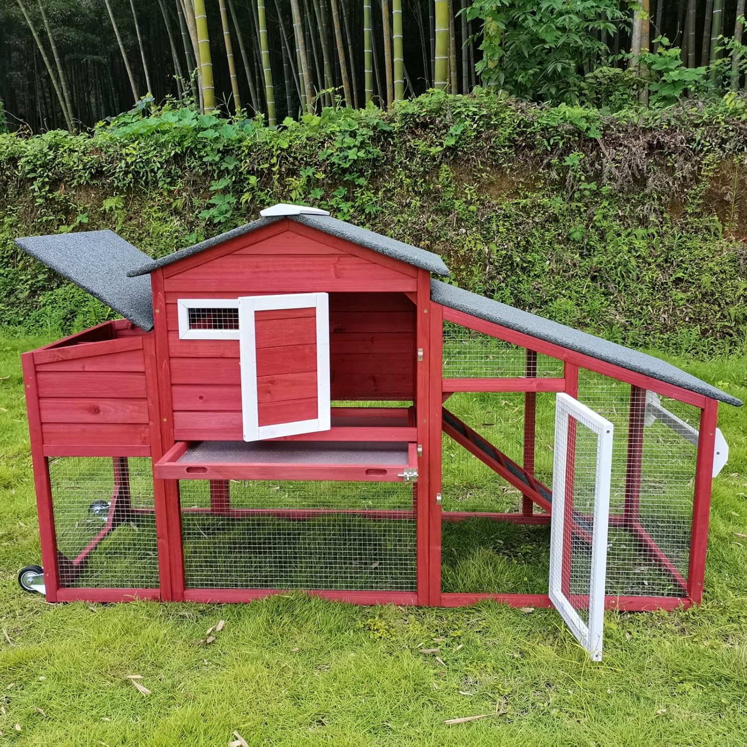 Two Story Mobile Chicken Coop and Run for Chickens and Rabbits