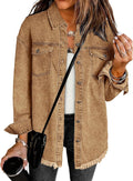 luvamia Denim Jacket for Women Oversized Button Down Casual Jean