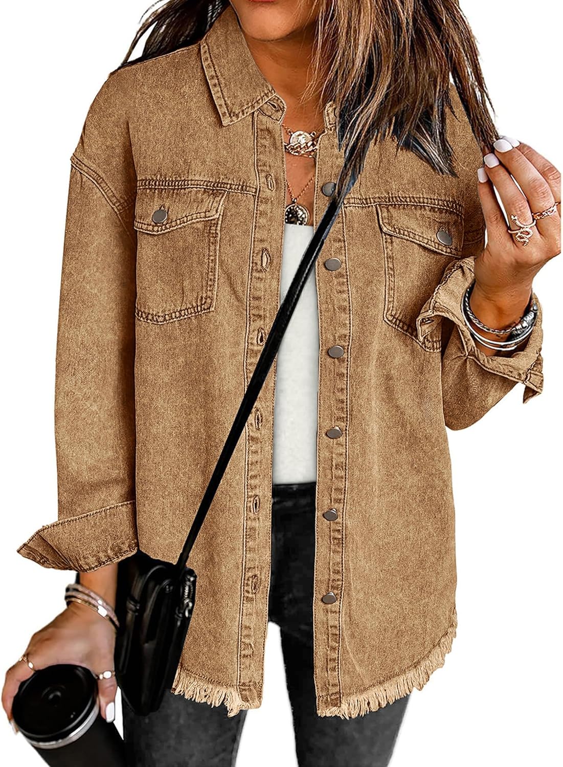 Luvamia Denim Jacket for Women - Trendy Oversized Shacket