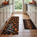 Fall Autumn Pumpkin Black Kitchen Rug Sets 2 PCs - Anti-Fatigue