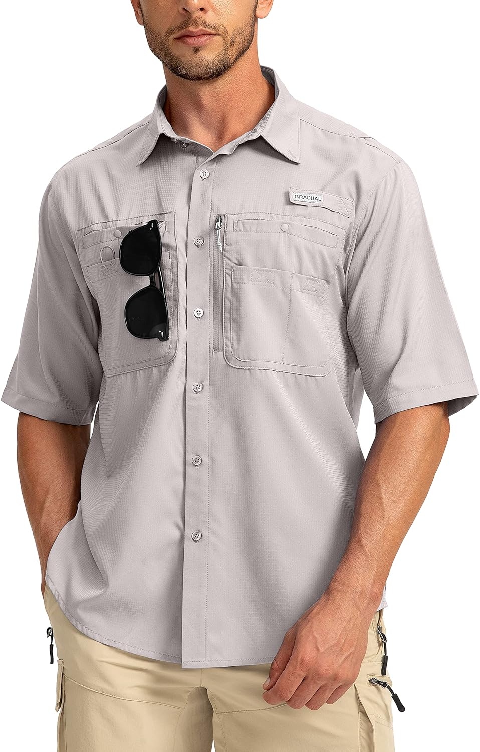 Men's Fishing Shirts with Zipper Pockets for Outdoor Activities