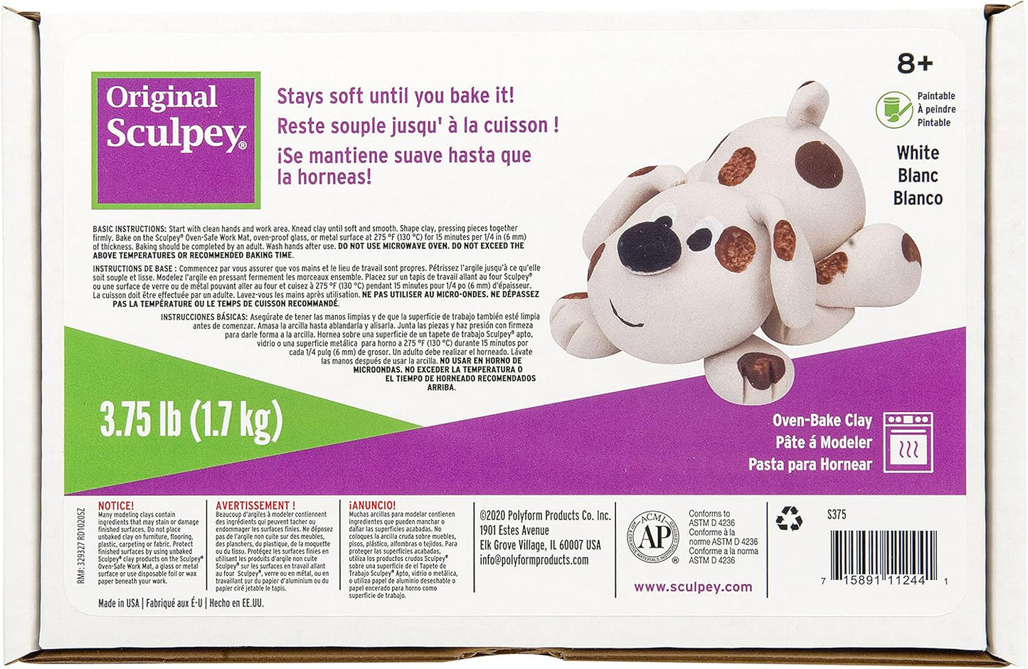 Sculpey Original Clay for Craft Projects, 3.75-Pound White