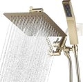 All Metal Dual Square Shower Head Combo - Durable Rain + Handheld
