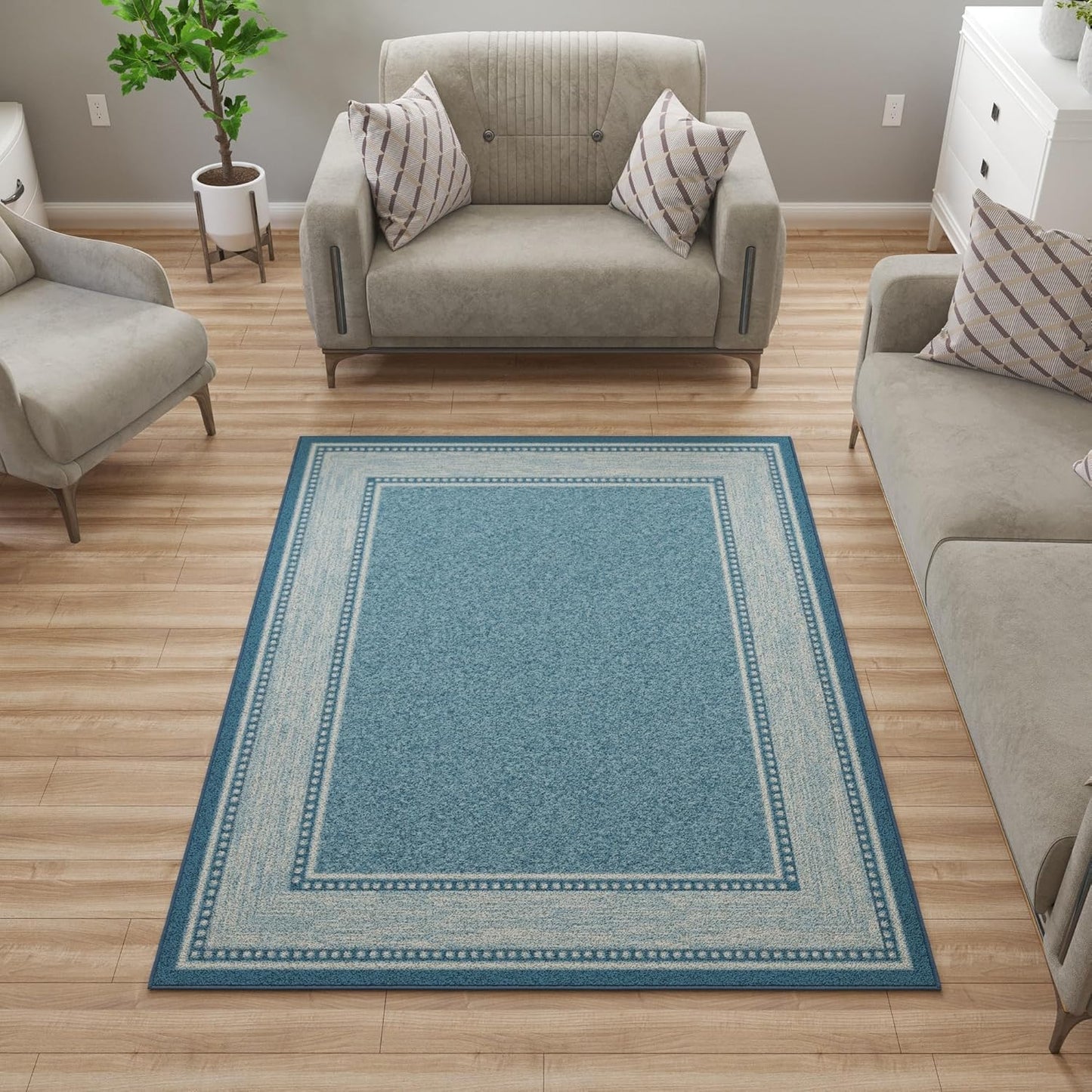 Ottomanson 5ft x 6ft 6in Non-Slip Area Rug for Living Room