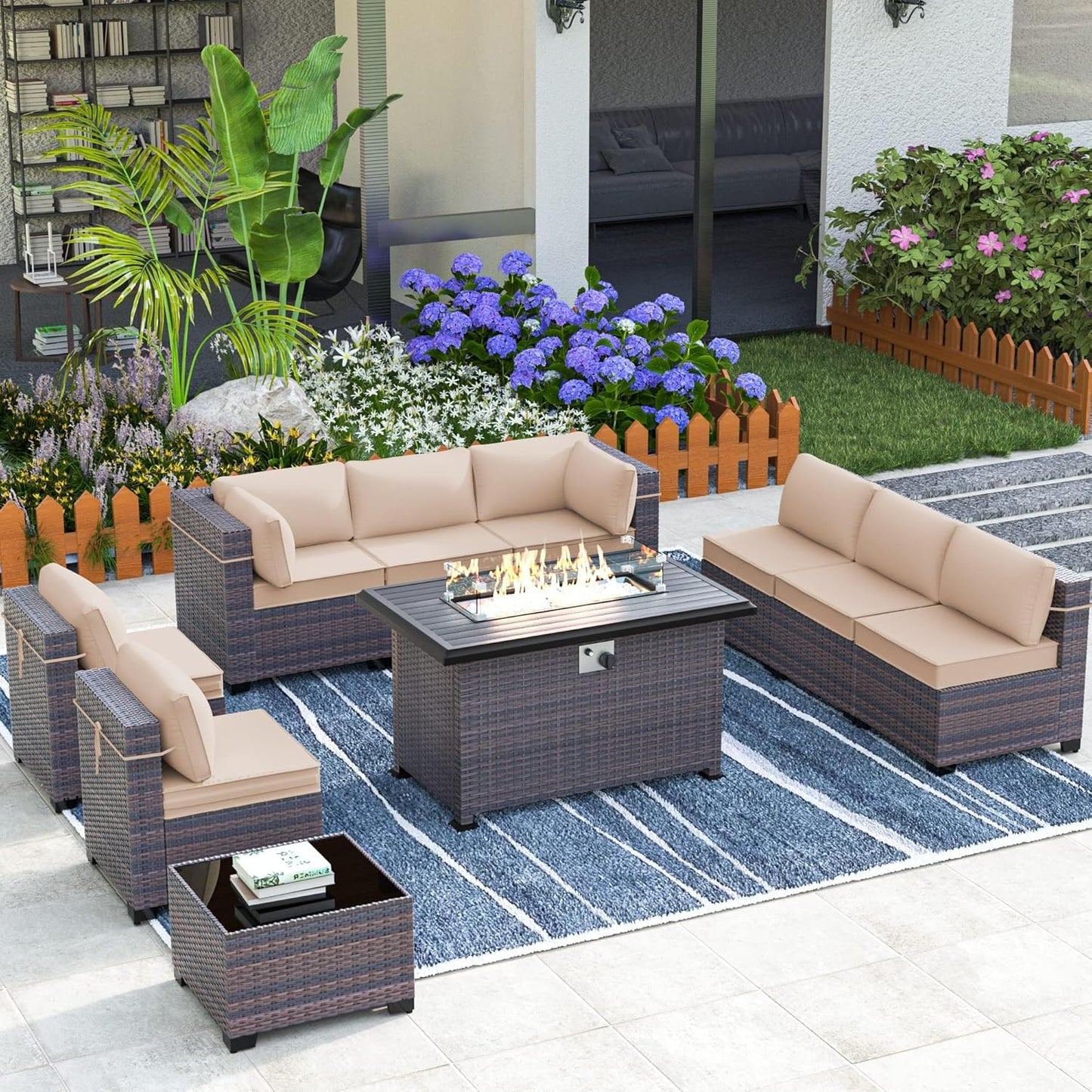 Outdoor Patio Furniture Set with Fire Pit Table for Relaxation