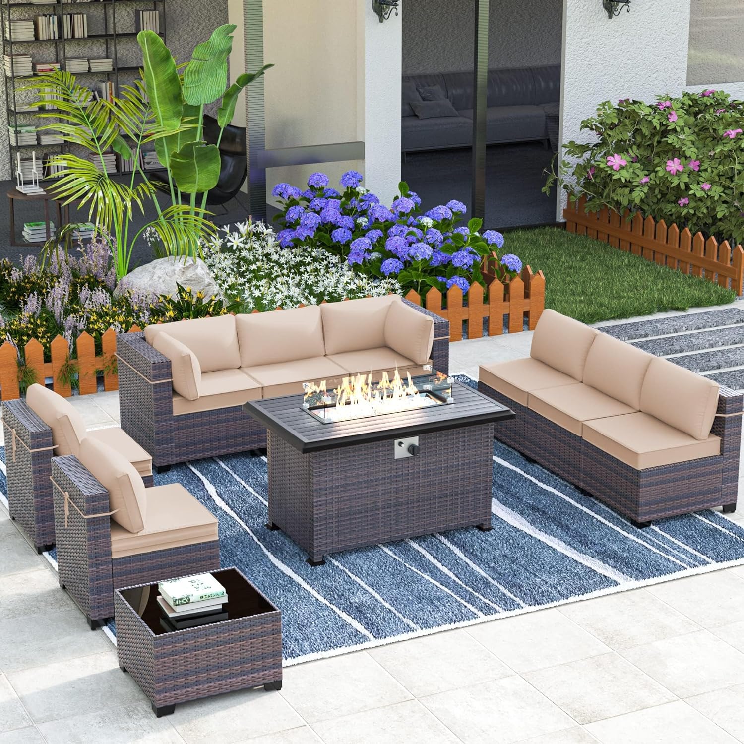 Outdoor Patio Furniture Set with Fire Pit Table for Relaxation