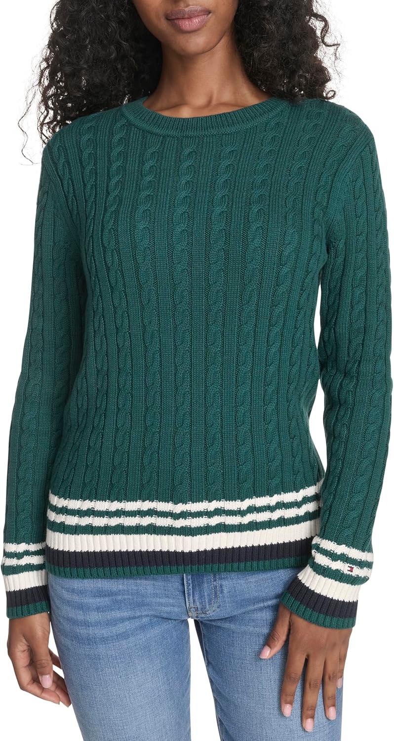 Tommy Hilfiger Womens Cotton Crewneck Cable Sweater Review