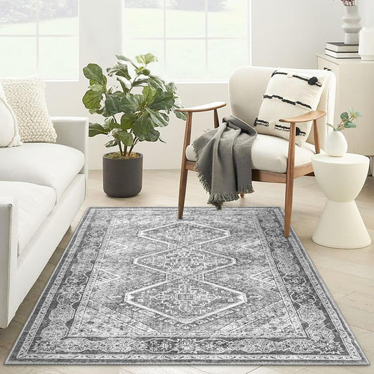 KUTA 3x5 Area Rug for Living Room, Soft Printed Distressed Design