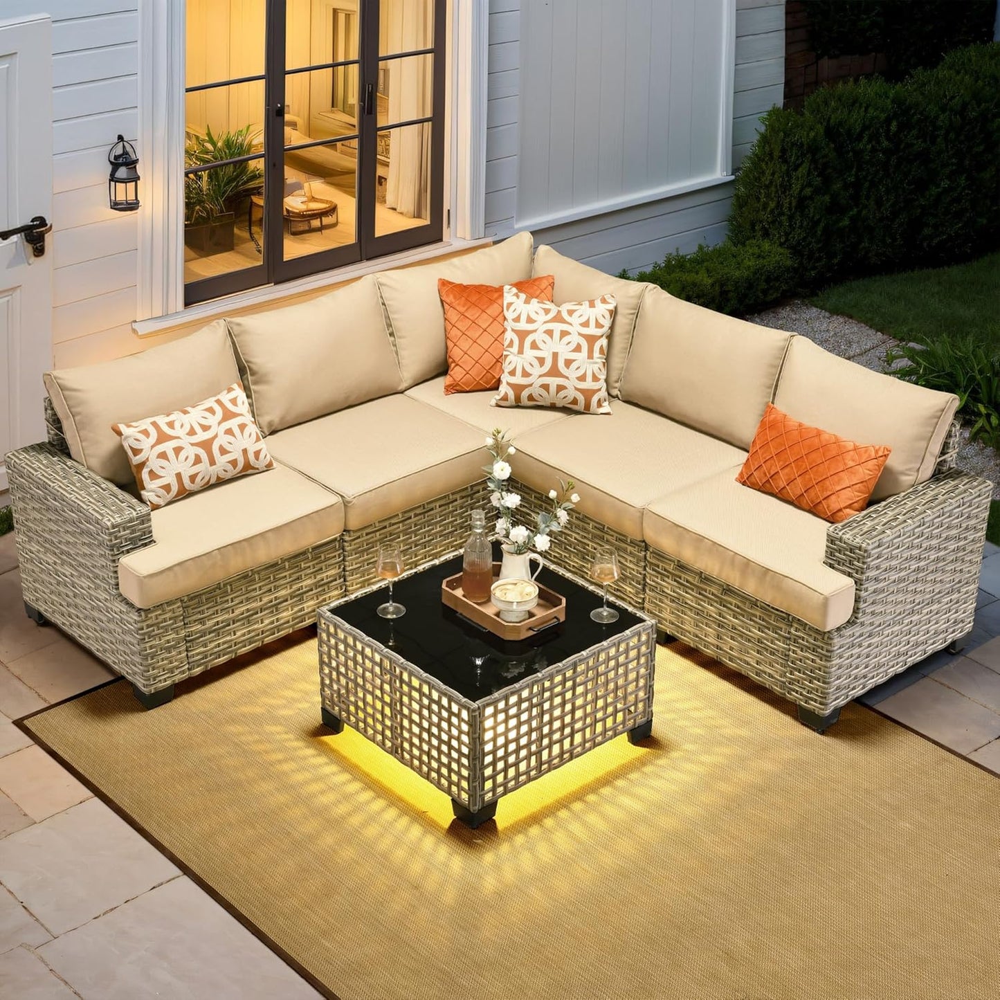 HOOOWOOO Outdoor Sectional Patio Furniture Set for Comfort