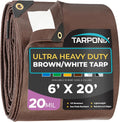 6 ft x 20 ft Ultra Heavy Duty Tarp 20 Mil Brown/White - Rugged