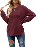 MEROKEETY Women's Waffle Knit Sweater - Cozy Fall Pullover