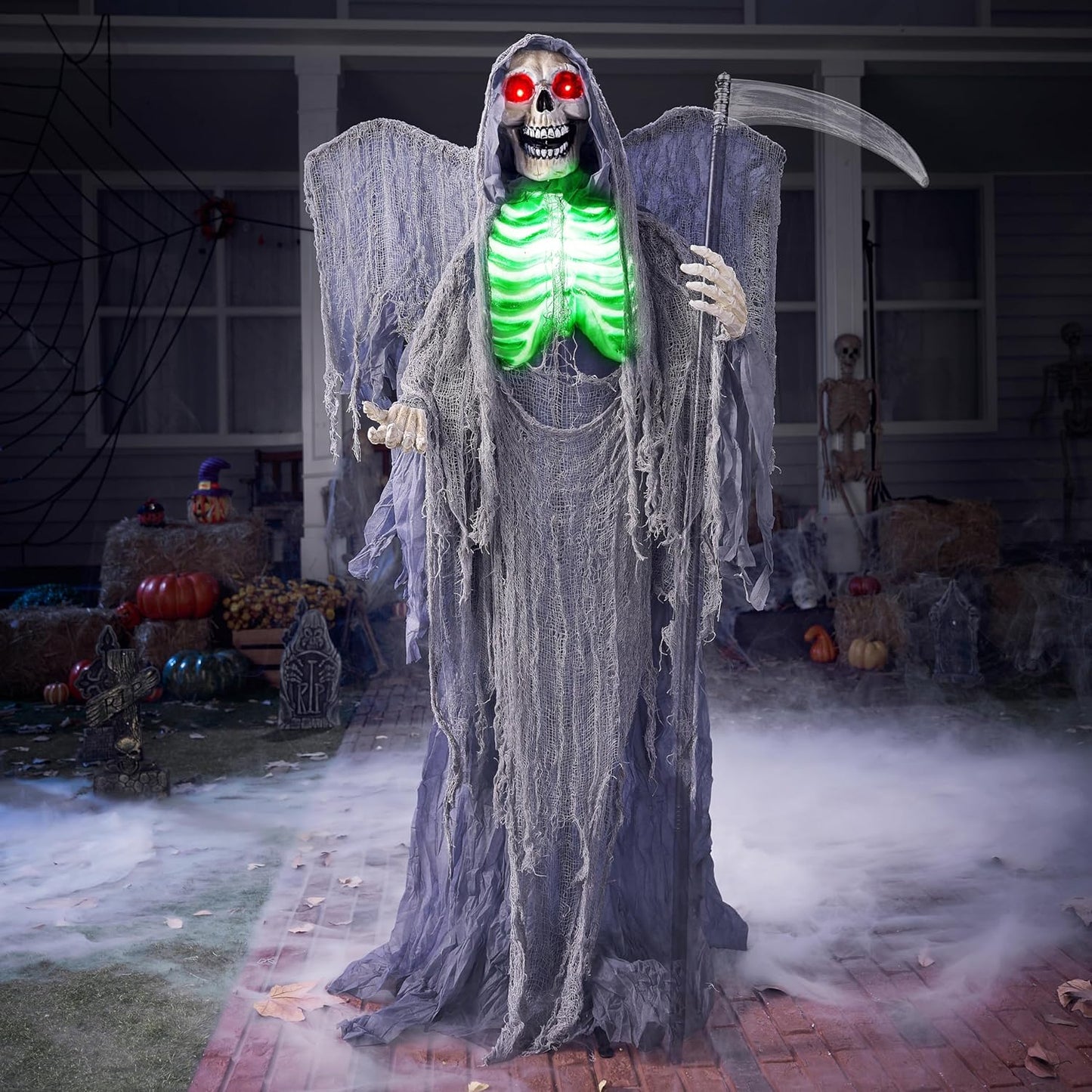 67 in Life Size Animatronic Grim Reaper for Halloween Decor