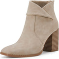 Women's Square Toe Ankle Boots High Chunky Heel - LAICIGO Booties