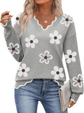 V Neck Sweater Casual Long Sleeve Lightweight Ribbed Knit Pullover are