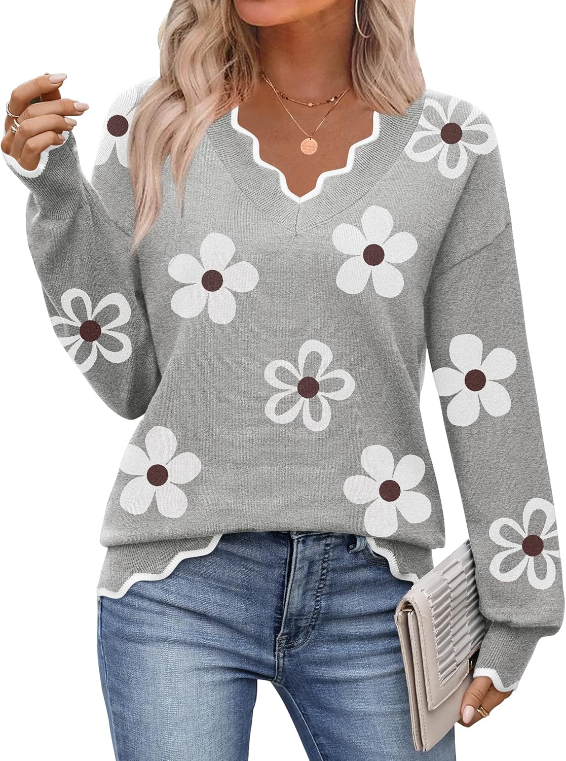 Zeagoo Women's V Neck Sweater for Fall 2025 Casual Style