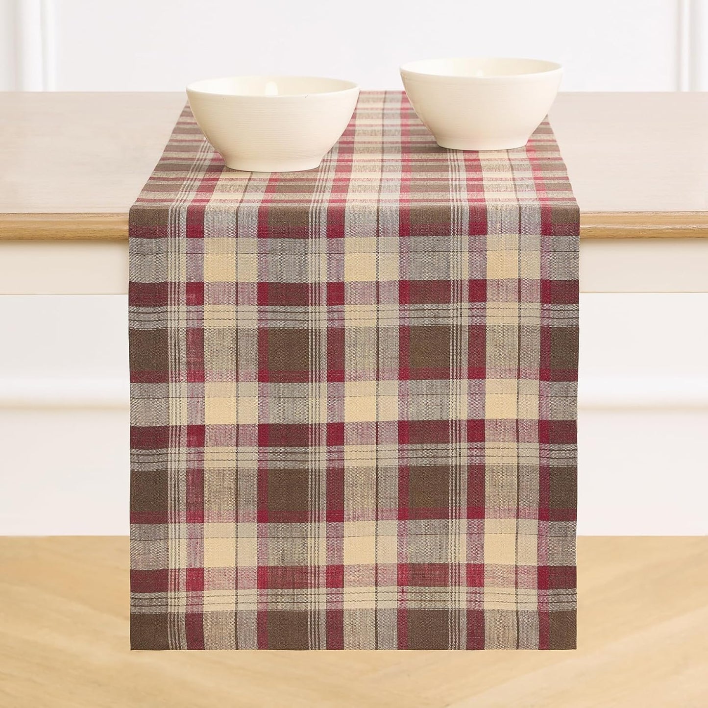 Rustic Multicolor Tartan Plaid Table Runner for Fall Decor