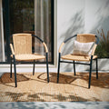 EMMA + OLIVER Set of 2 Rattan Indoor/Outdoor Stack Chairs