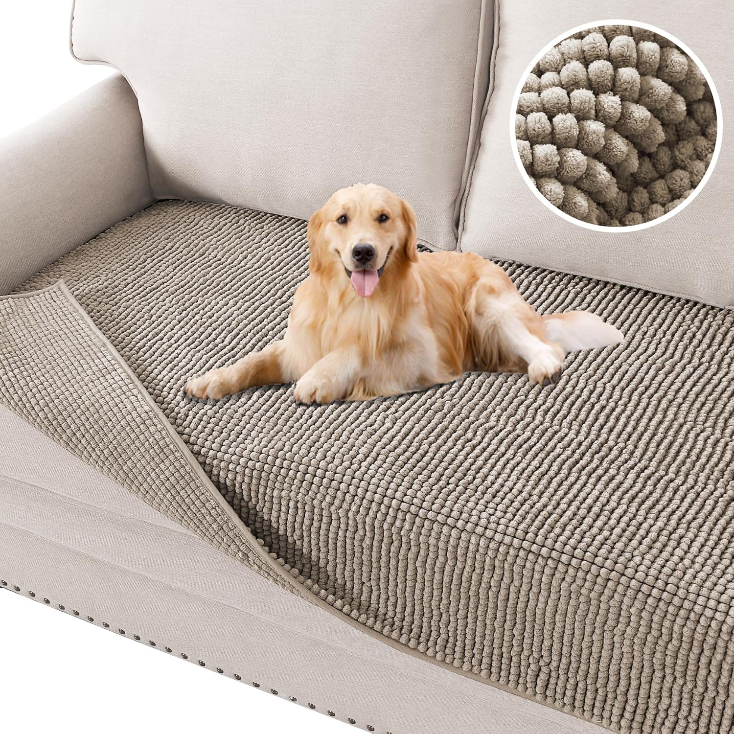 H.VERSAILTEX Plush Chenille Pet Couch Cover for 3 Cushion Sofa