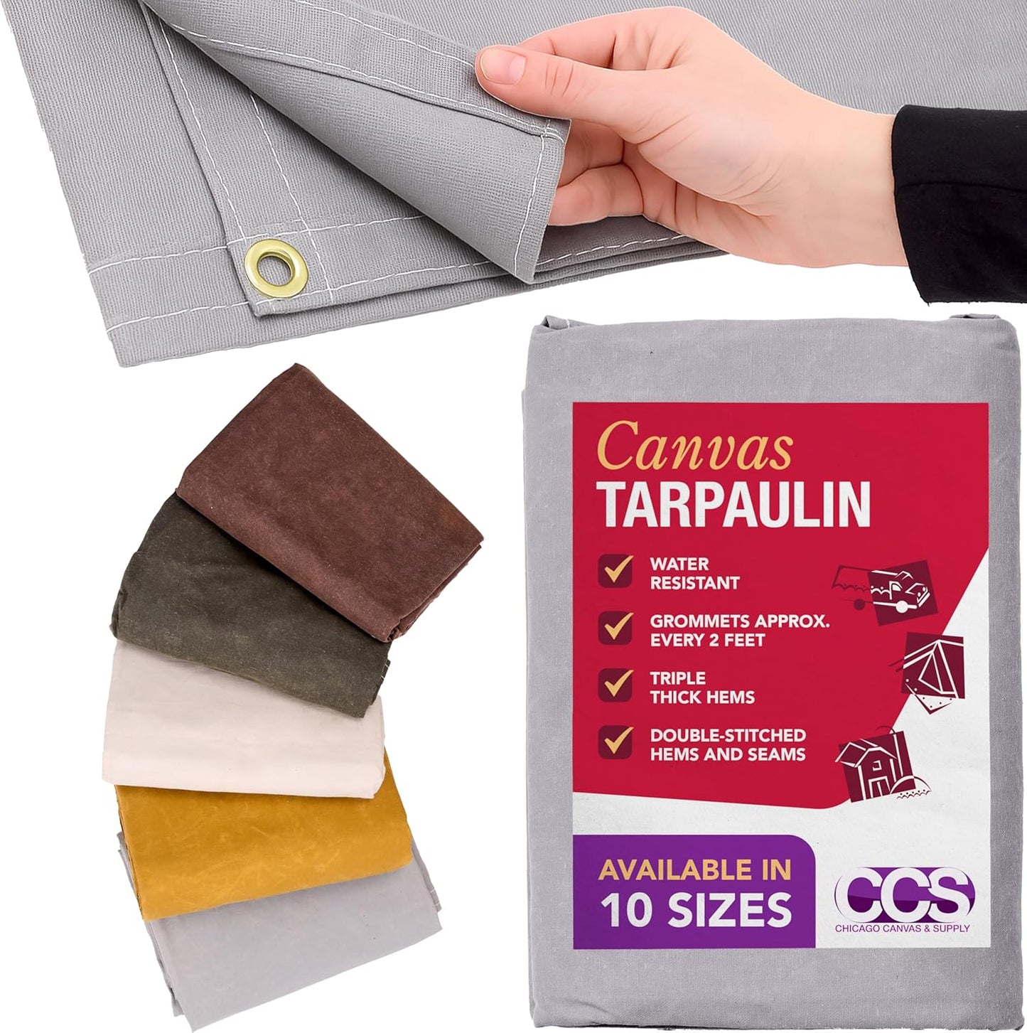 CCS Waterproof Canvas Tarp Cover for Camping and Outdoor Use