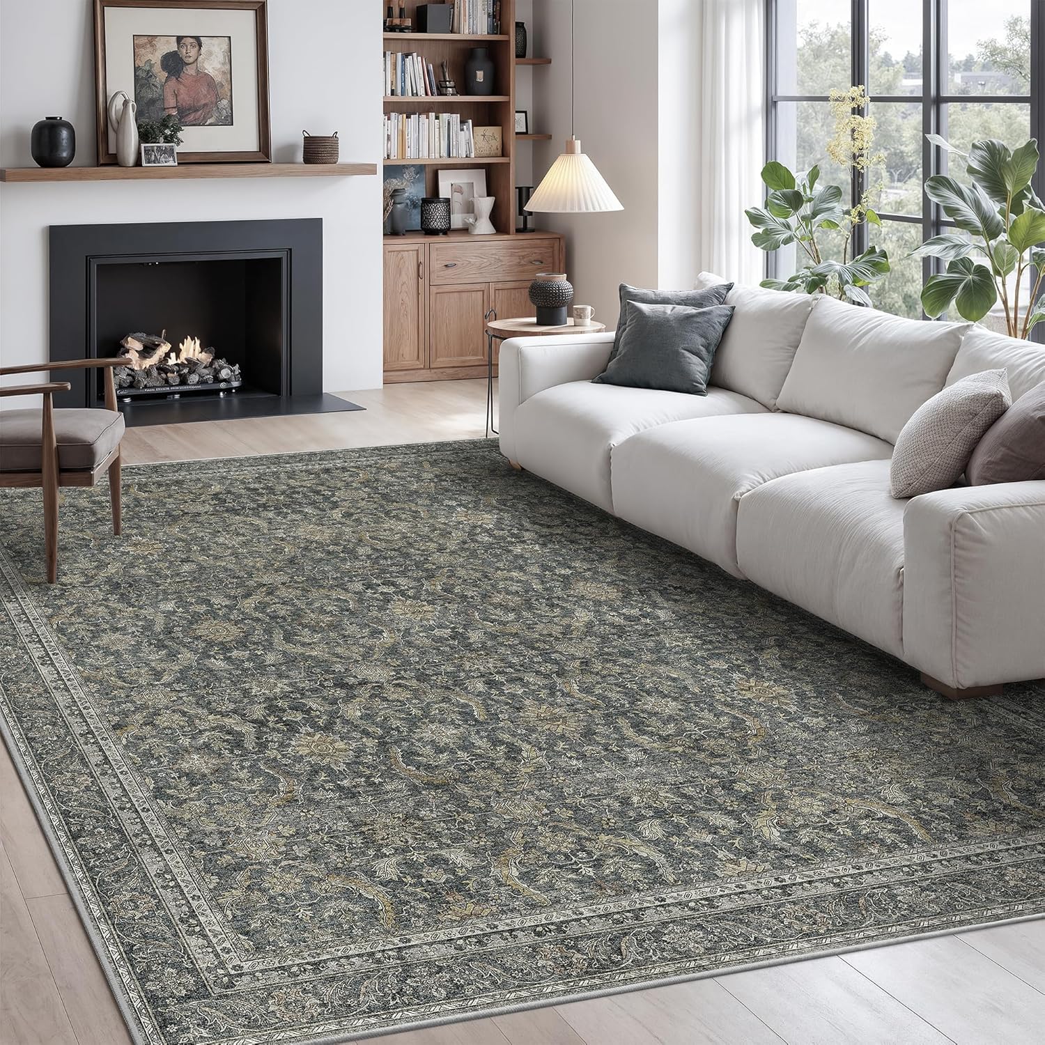 Rugland 5x7 Area Rugs - Vintage Tribal Washable Anti-Slip Rug