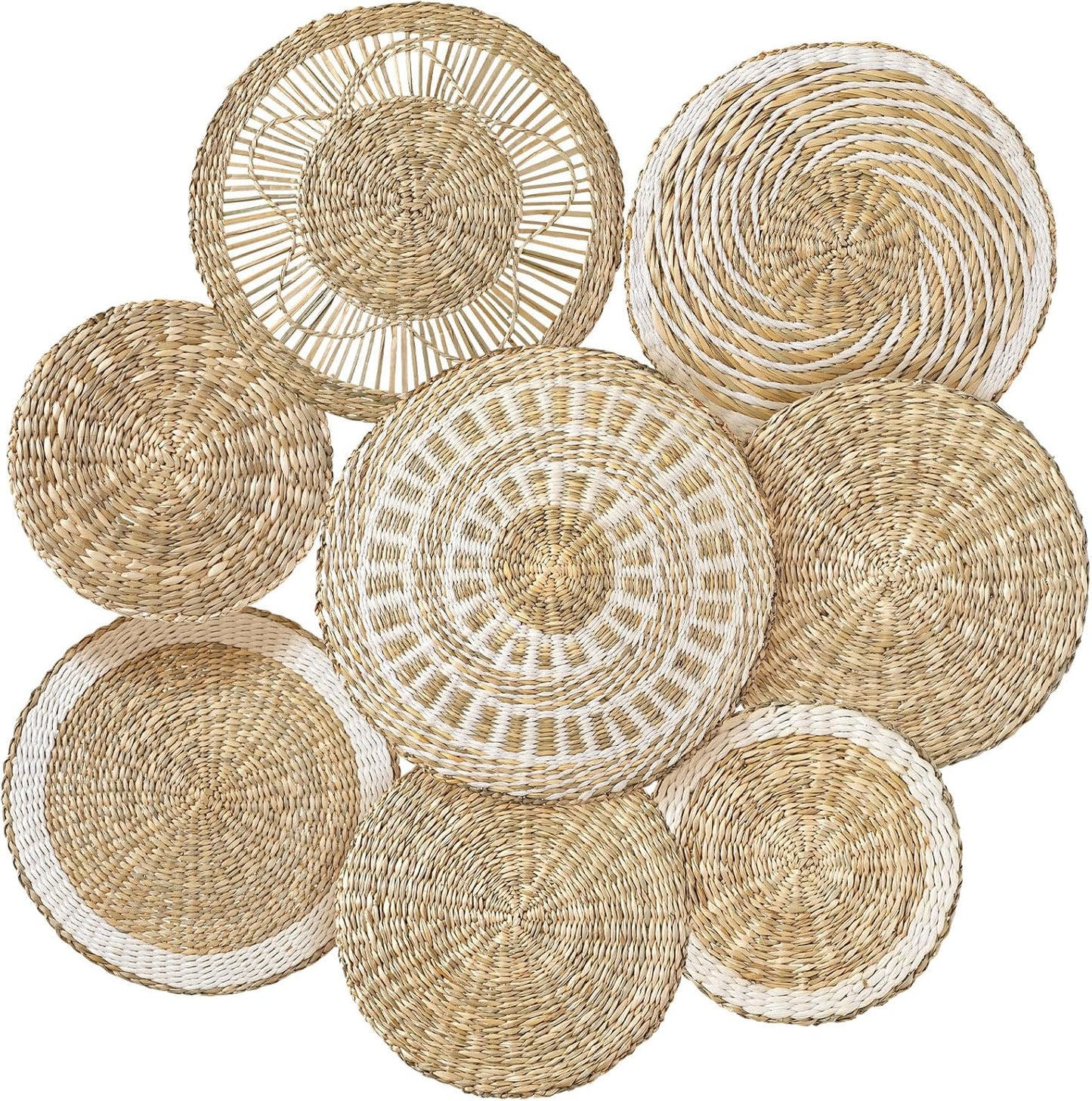 Xuhal Set of 8 Hanging Woven Wall Baskets for Rustic Decor