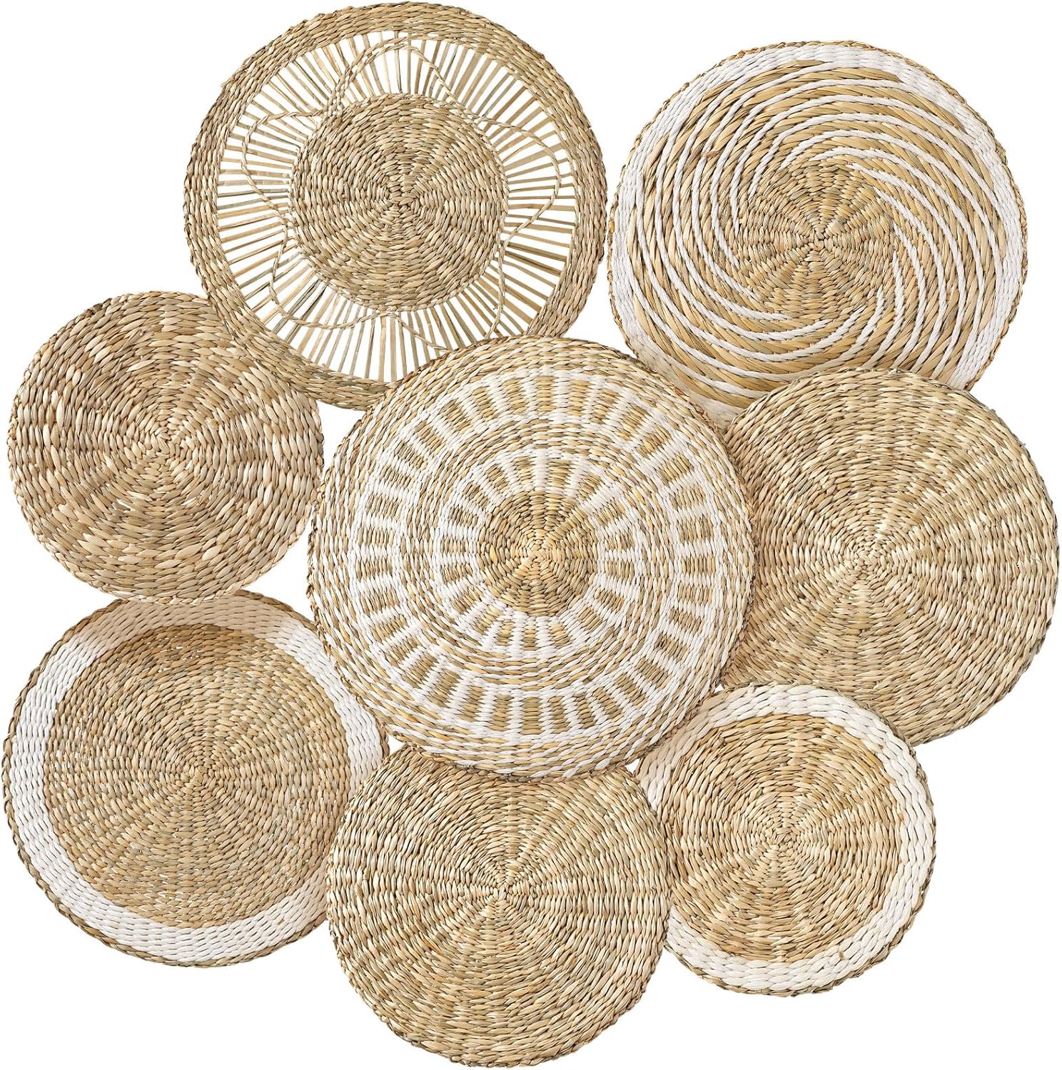 Xuhal Set of 8 Hanging Woven Wall Baskets for Rustic Decor