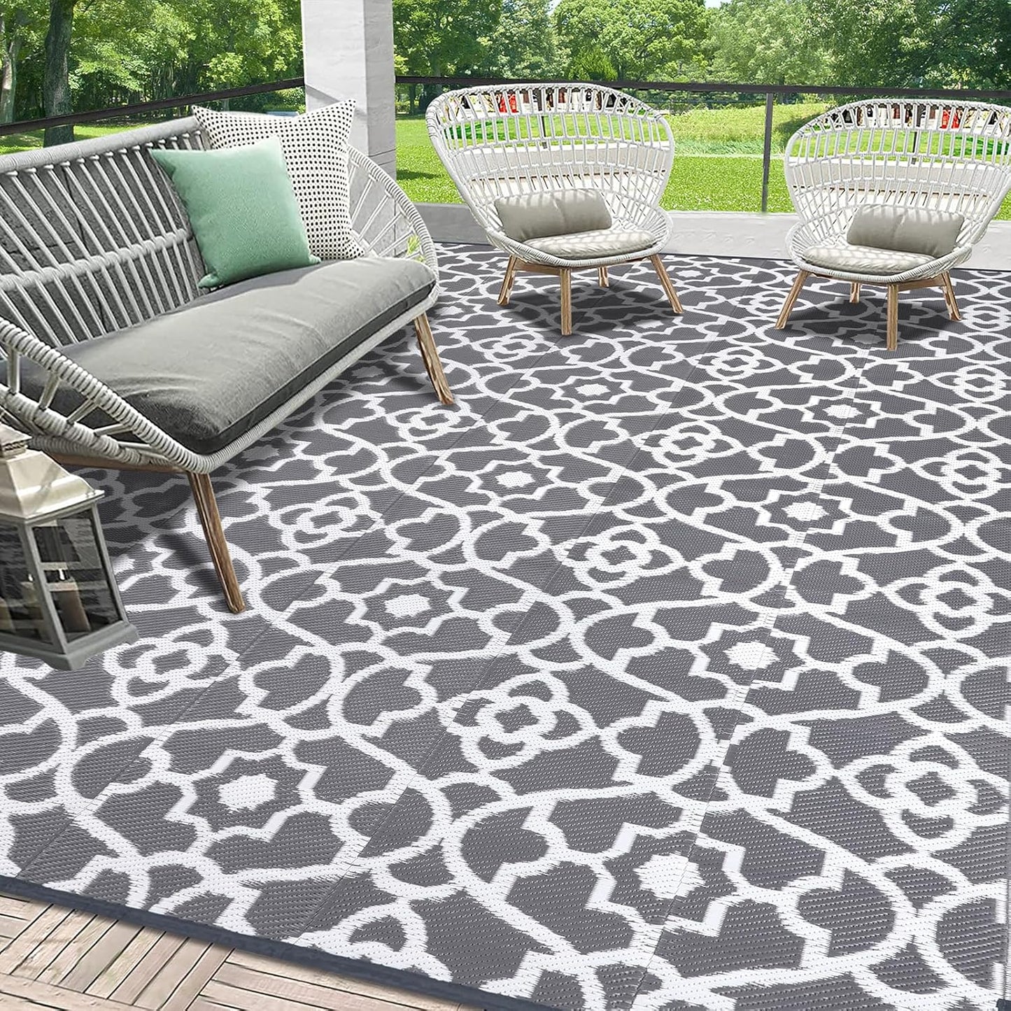 HEBE Outdoor Rug Waterproof 8x10 for Camping and Patio Use