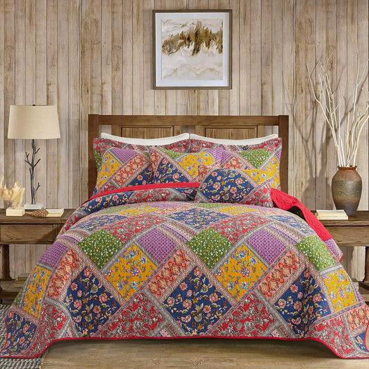 VAPUTAR Cotton Quilt Queen Size Set for All Season Comfort