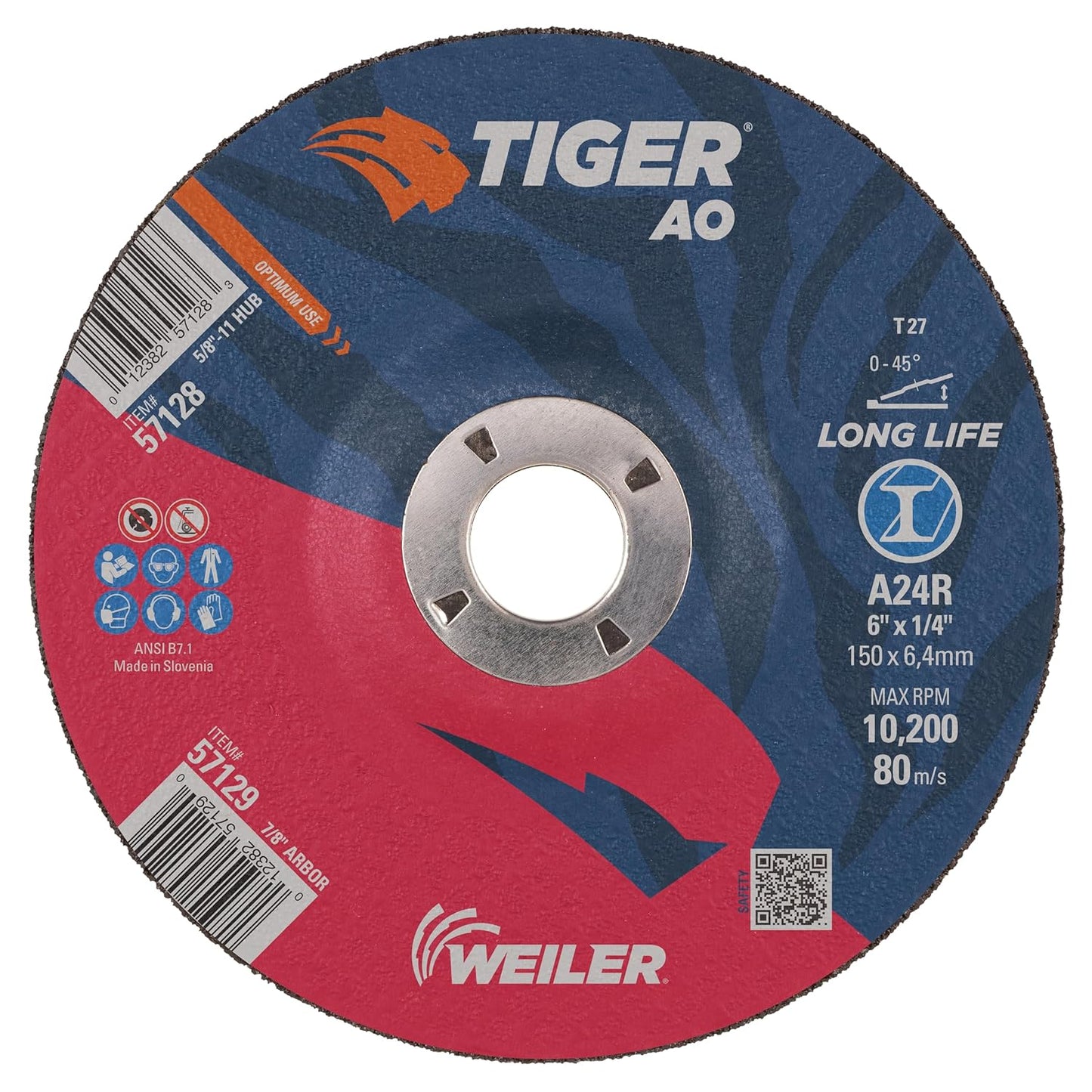 Weiler 6 Inch Tiger Type 27 Grinding Wheel for Metal Grinding