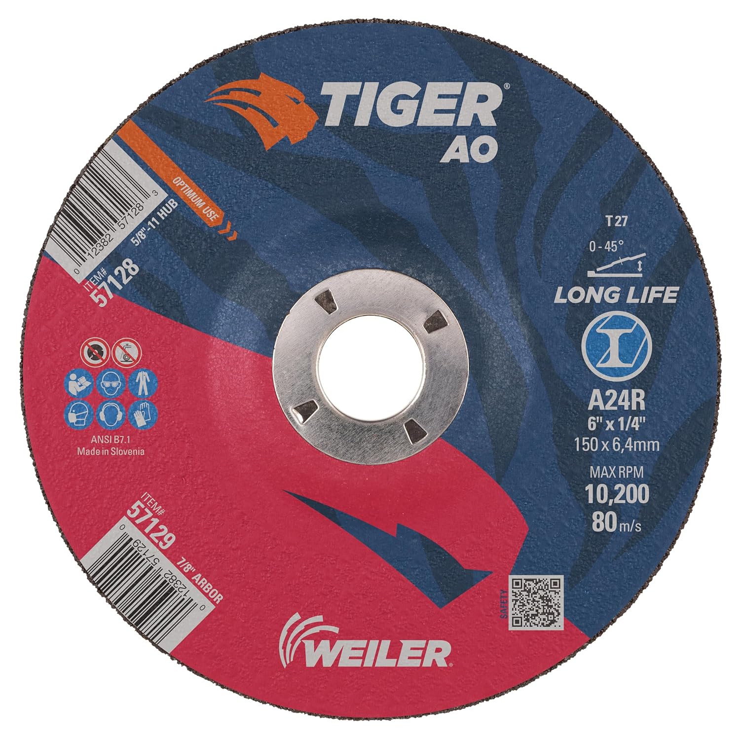 Weiler 6 Inch Tiger Type 27 Grinding Wheel for Metal Grinding