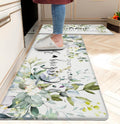weesire Green Kitchen Rug Set - Cushioned Memory Foam Mats for Comfort