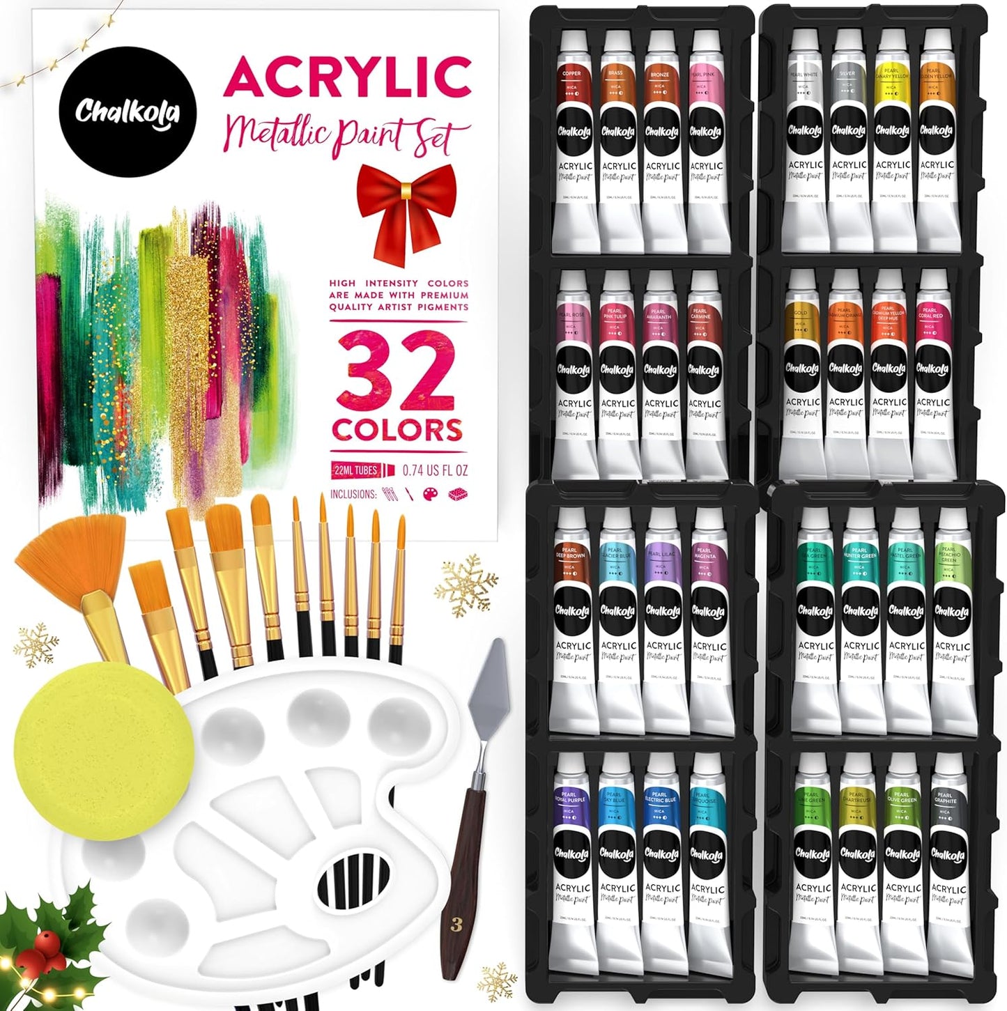 Chalkola Acrylic Paint Set - 32 Richly Pigmented Colors for Art